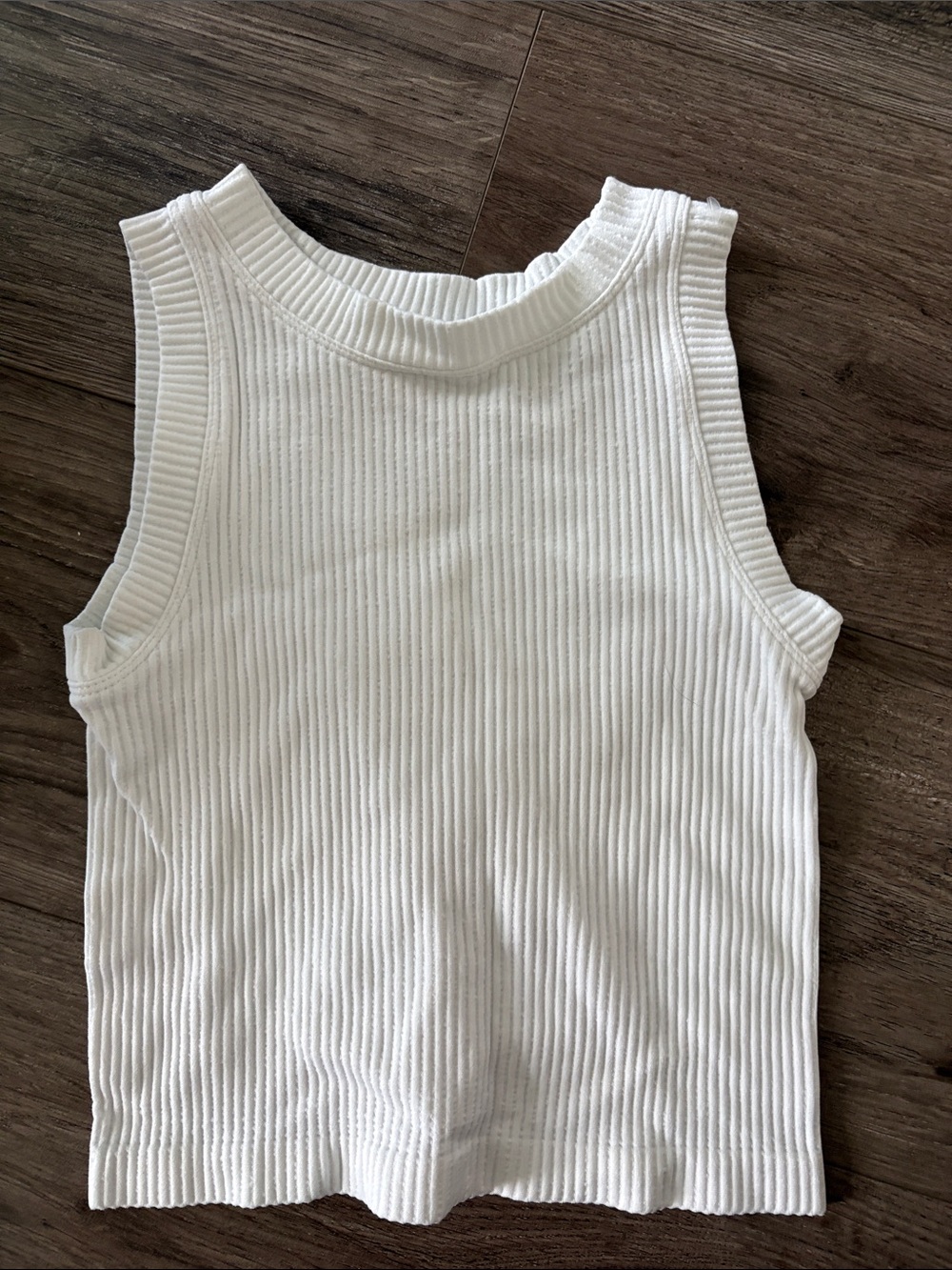 Ribbed Sleeveless White Tank Top